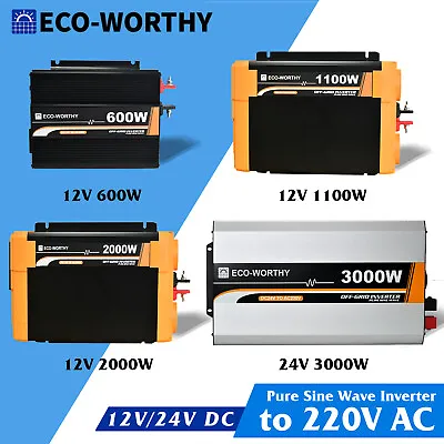 600W 1000W 2000W 3000W Watt 12V 24V Pure Sine Wave Inverter For Solar Panel Kit • £99.99