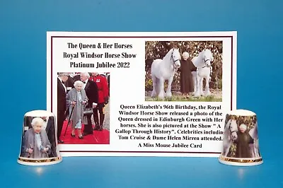 £6.99 • Buy Queen & Her Horses Windsor Horse Show Jubilee 2022 Box Set 2 Thimbles + CardB/64