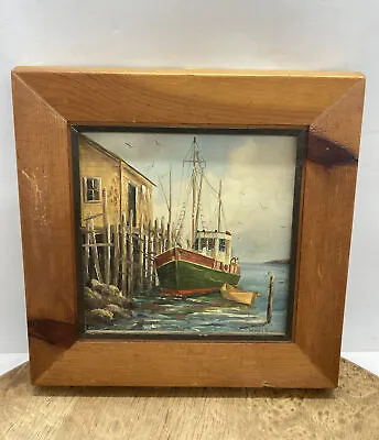 $100.50 • Buy Vintage Painting , Portland Lobster Boat , Oil On Board Miniature , Signed Nice