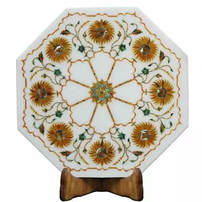 12  White Marble Table Top Coffee Antique Side Inlay Lapis Mosaic Home Decor  • $267