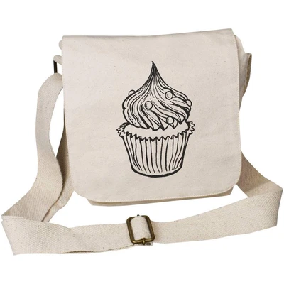 £11.99 • Buy 'Fancy Cupcake' Small Cotton Canvas Messenger Bag (MS00002654)