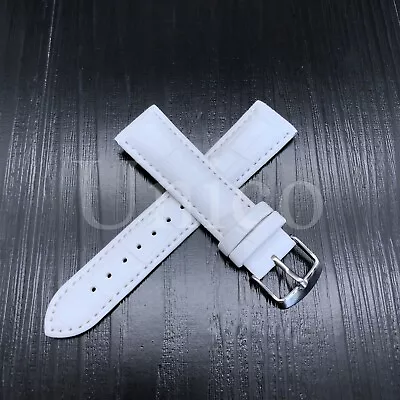 12 14 16 18 20 22 MM White Genuine Leather Watch Strap Band Fits For Timex USA • $11.99