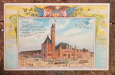 1904 Union Railway Station - St.Louis Exhibition - German Printed Postcard • $7.35