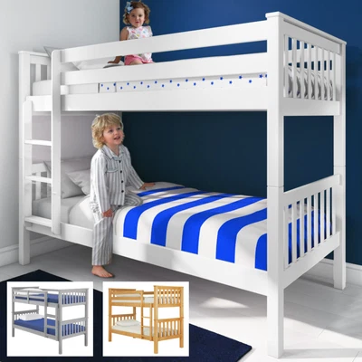 £235.85 • Buy Double Bunk Beds 3FT Single Pine Wooden Bed Kids Children Bed Frame With Stairs