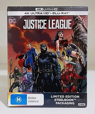 Justice League 4K Ultra HD + Blu-ray Limited Edition Steelbook - New & Sealed • $139.95