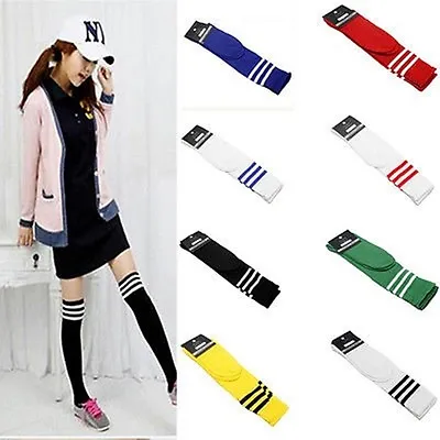 Women Football Basketball Baseball Sport Over Knee Thigh High Striped Socks  • £3.99