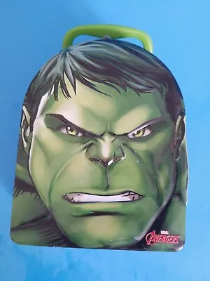 Small Avengers Hulk Tin With Carry Handle.USED.CHECK PHOTOS CAREFULLY.*A4* • $10.80