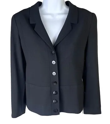 $599.99 • Buy Chanel 98A Vintage Black CC Logo Button Wool Blazer Jacket Size 38