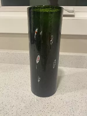 Murano Fratelli Millefiori Dark Green Murrine Seeded Glass Vase • $32