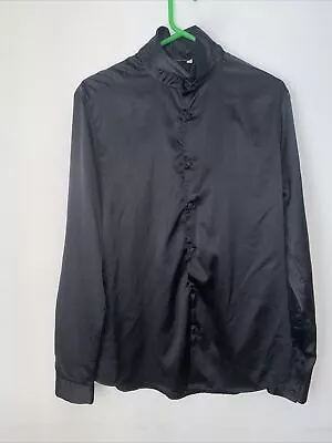 ASOS Design Womens Black Button Down Shirt Size XL Satin • $7