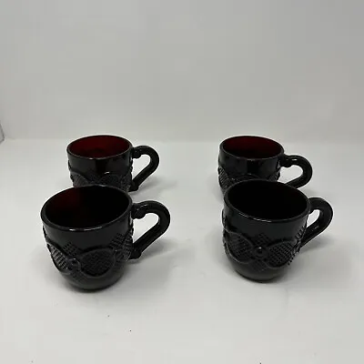 Vintage Avon Cape Cod Ruby Red Set Of 4 Tea Cups / Mugs / Coffee • $27