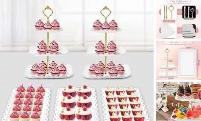  5 Pcs Dessert Table Display Set - 2 X Cupcake Stand Holder/Cup Wave Square • $34.90