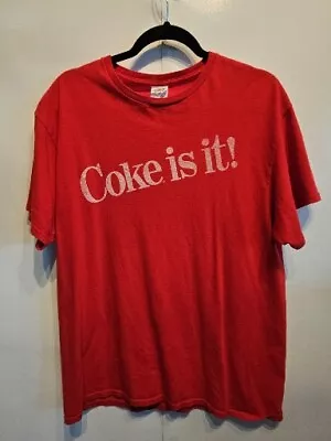 Vtg Coke Is It Coca Cola Pop Soda Graphic T Shirt Mens Size Large Red • $26.95