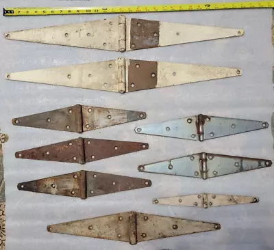 A Mixed Lot Of 9 Vintage Strap Hinges Barn Door Gate Shed Salvaged Hardware • $9.99