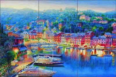 Portofino Tile Backsplash Mayumi Ohno Mediterranean Art Ceramic Mural POV-MO006 • $64.95