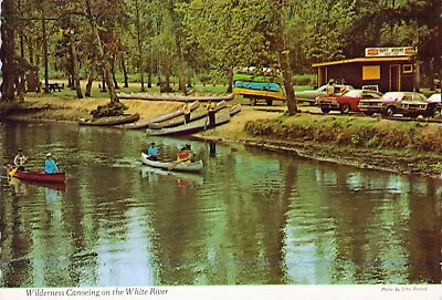 VTG Postcard Wilderness Canoeing-Happy Mohawk Canoe Livery- Montague Michigan M4 • $14.95