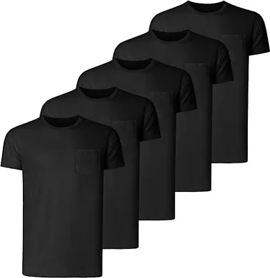 Amazon Essentials 2 X Men’s T-shirts In Black With Front Pocket XXL • £9.98