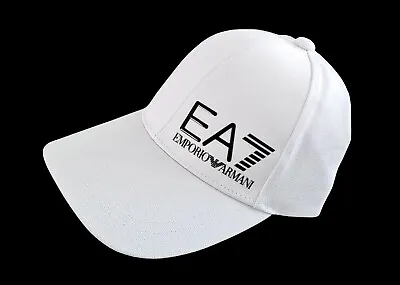 EA7 Mens White Train Core ID Logo Cap One Size Adjustable Snapback • £52.12