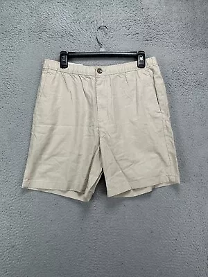 HM Shorts Mens Small Tan Regular Fit Linen Blend Elastic Waist Chino Pockets NEW • $17