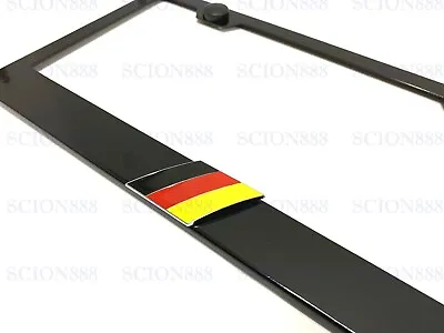 $23.69 • Buy 1pc 3D GERMAN COLOR STRIPE Emblem Badge BLACK Stainless License Plate Frame