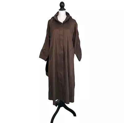 Mycra Pac Designer Wear Brown Bronze Long Raincoat Jacket With Bag Sz P 0 Hood • $114.88