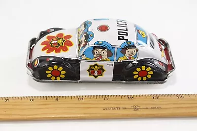 Kokyu Shokai Volkswagen VW Beetle Police Car Tin Toy With Dog Characters Japan • $29.99