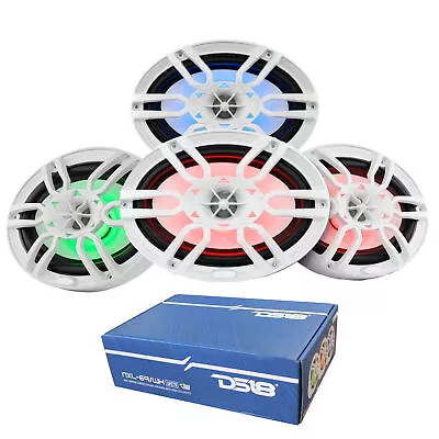 2x Pair Of White NXL-69 6x9  2-Way 750W 4 Ohm Coaxial Marine Speakers RGB LED • $362.70