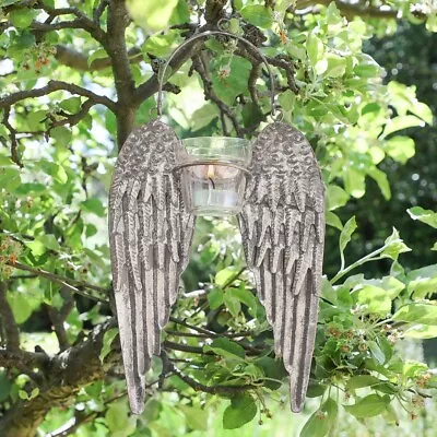 £13.79 • Buy Alfresco Wall Mounted Angel Wings Candle Holder Tea Light Outdoor Glass Votive
