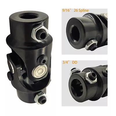 9/16  26 Spline X 3/4  DD Single Steering U Joint Shaft Rat Street Rod Black • $16.99