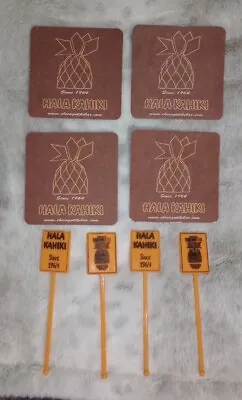 8pc Cocktail Pick/Coaster Set Hawaiian Tiki Style Hala Kahiki Bar River Grove IL • $10