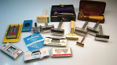 Vintage Razor Lot Of 10 Razors Gillette Schick Blades Cases Boxes • $75
