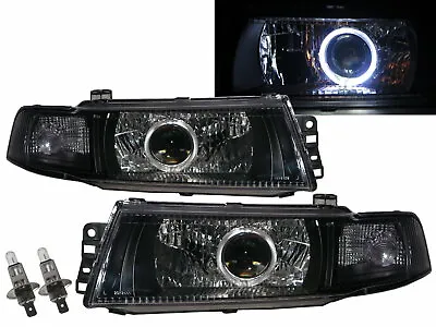 Lancer 98-01 Sedan Guide LED Angel-Eye Projector Headlight BK For Mitsubishi LHD • $542.81