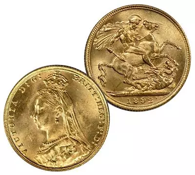 1892 Victoria Jubilee Head Sovereign In UNC Condition • $795