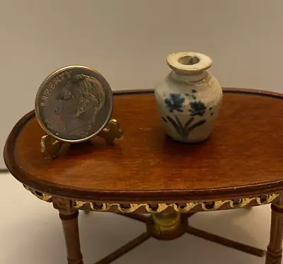 Dollhouse Miniature Handcrafted Pottery - Blue Floral Vase • $14