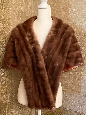 Vintage Furcrest  Light Brown Mink Fur Stole Cape Coat Shawl Wrap Formal OS • $39.99
