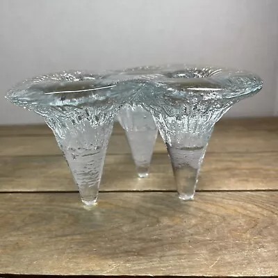 Vintage Glass Ice Icicles 3 Taper Candle Holder • $39.99