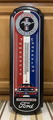 Ford Mustang Thermometer Metal Sign Vintage Style Wall Decor Tools Gas Oil Bar • $62