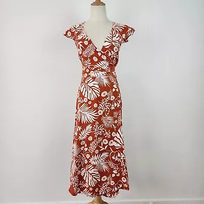 $40.45 • Buy Arnhem Wrap Midi Dress Boho Gypsy Floral Tropical Burnt Orange Size 6