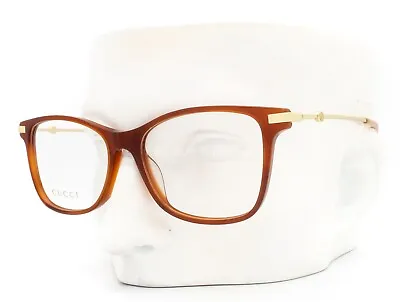 Gucci GG 0513O 003 Eyeglasses Glasses Crystal Brown & Gold GG Logo 54-16-145  • $108.50