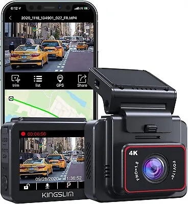 $223.67 • Buy New D5-4K Dash Cam With WiFi - Front Dash Camera For Cars With GPS And Speed....