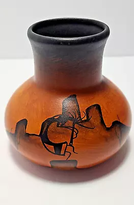 Handmade Mexican Baderaware Clay Kokopelli Fertility Art Vase Signed R. Galvan • $14.98