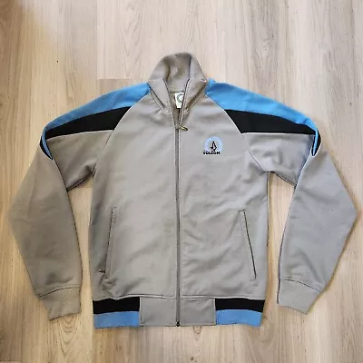 VOLCOM Track Jacket Mens Medium Gray V Line Science Zip Skater Vintage - Stains • $19