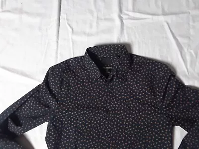 H &M Mens Shirt  S Long Sleeve 1000 Dark Birds In Flight Night Life Men C2 • $20.19