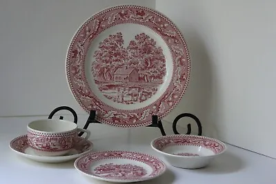 Vintage 1965 Memory Lane Royal Ironstone Place Setting Red Transferware • $40