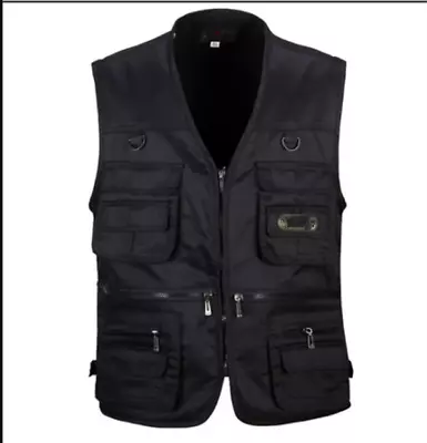 £24.60 • Buy Mens Gilet Jacket Tool Vest Sleeveless Multiple Pocket Waistcoat Work Coat New
