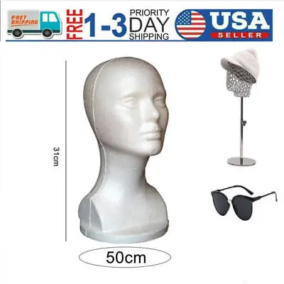 Styrofoam-foam Mannequin Wig Head Display Hat Wig Holder Foam Head White Us • $9.12