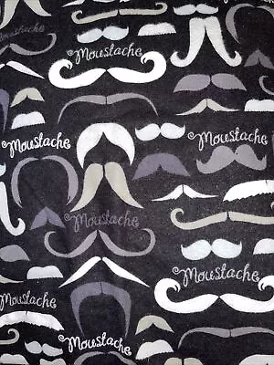 40” Wide X 4 Yards Mustaches Handlebar Horseshoe Walrus Pencil On Cotton FLANNEL • $20