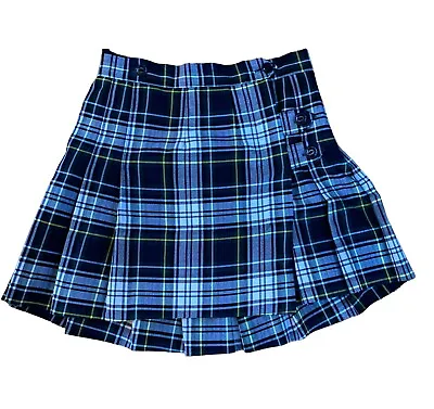 EUC 14T Flynn O'Hara Navy Green And White Plaid Wrap-Around Kilt Skirt School Un • $20