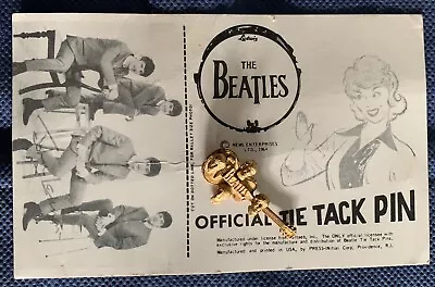 The Beatles Tie Tac Pin W/backing Card US Original 1964 NEMS Enterprises LTD • $75