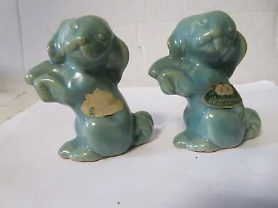 Rosemeade Pottery Green Dog Puppy Salt & Pepper Shakers • $29.95